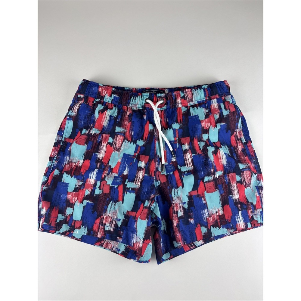 Abercrombie & Fitch Mens Medium Swim Trunks Relaxed Fit Drawstring Mosaic Print
